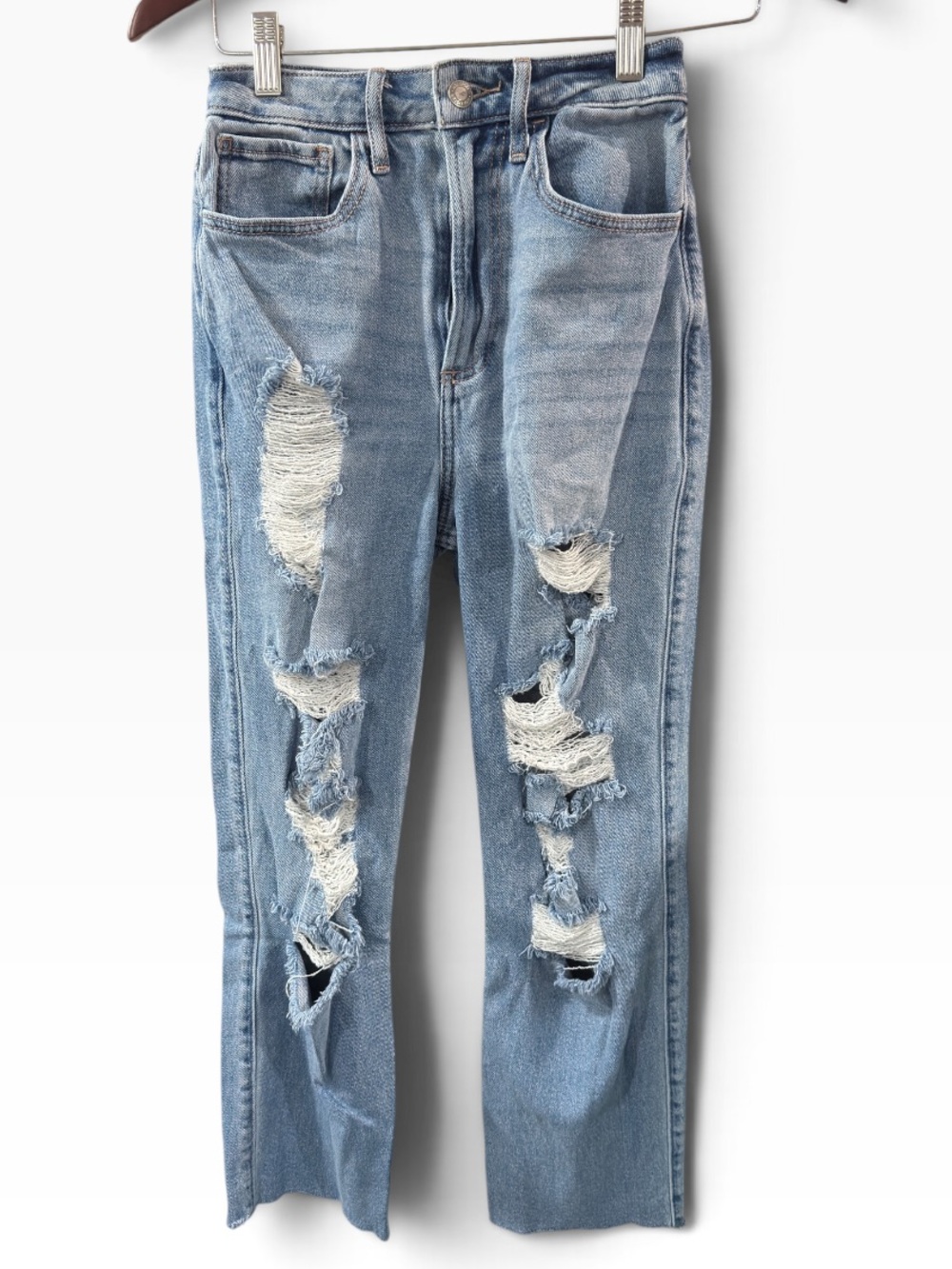 Hollister Light Blue Curvy Ultra High Rise Vintage Straight Jeans